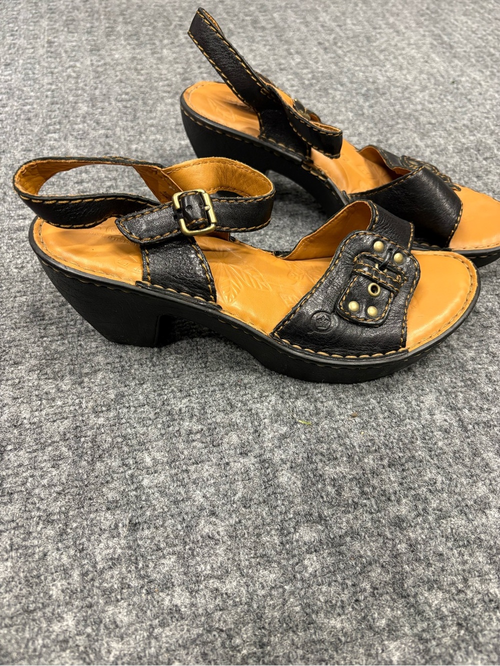 Born Black and Tan Leather Ankle-Strap Sandals - Picture 4 of 14